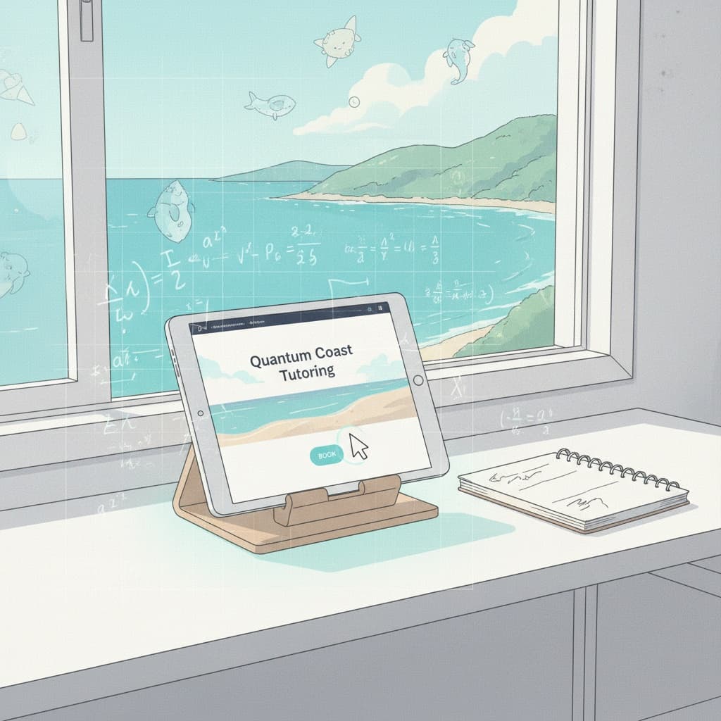 Student studying with tutor on the Sunshine Coast